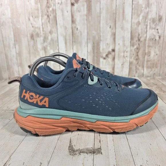 Hoka One One Challenger ATR 6 Womens 7.5B Real Teal Cantaloupe Trail Shoes - Picture 1 of 8
